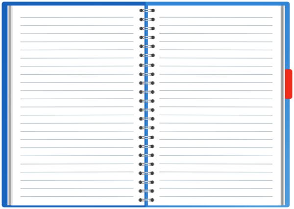 Open blue notebook